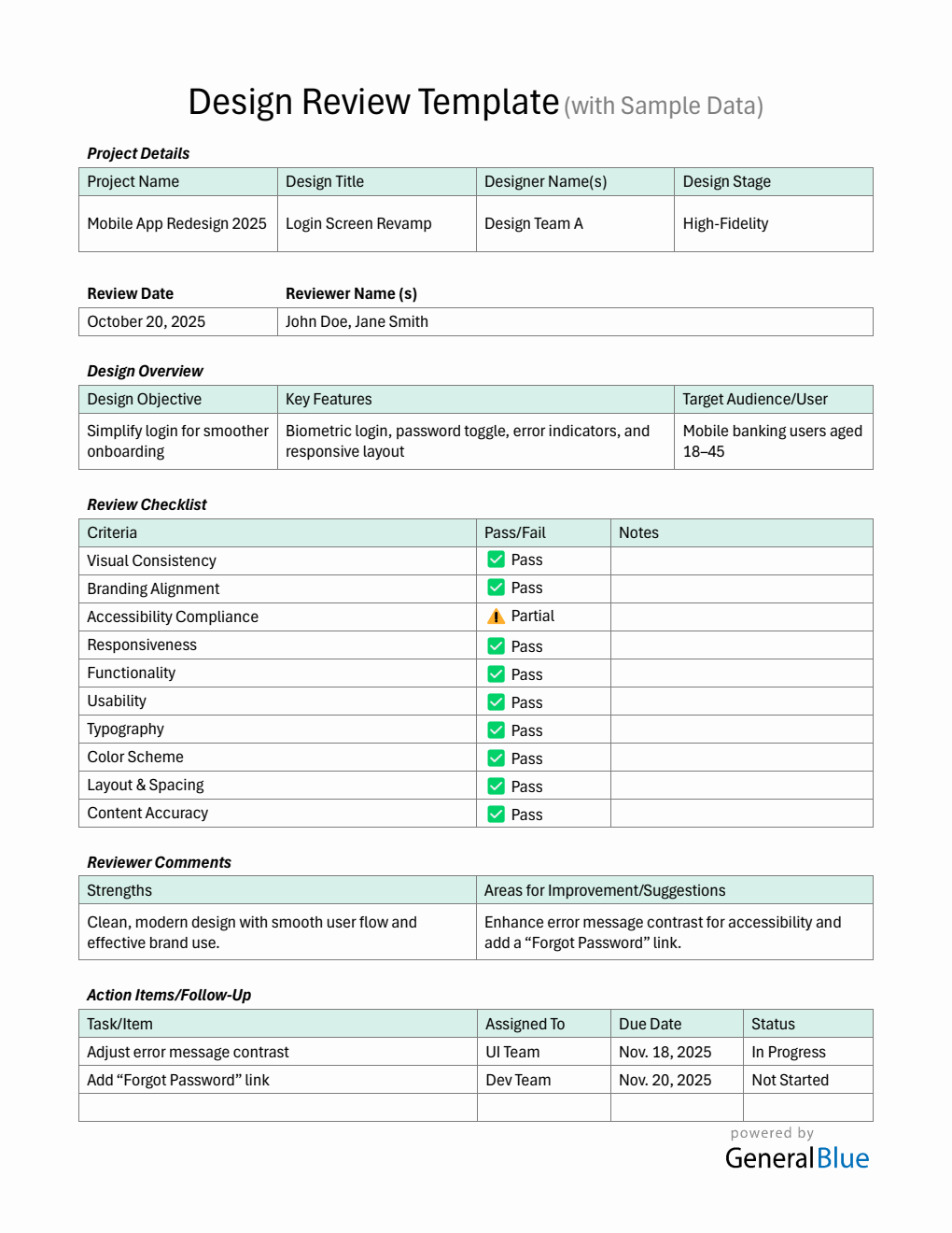 Design Review Template - Free Word Download