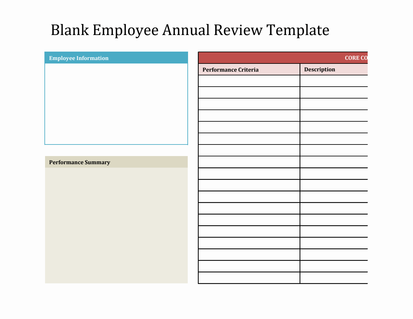 Customizable Employee Annual Review Template in Excel Spreadsheet