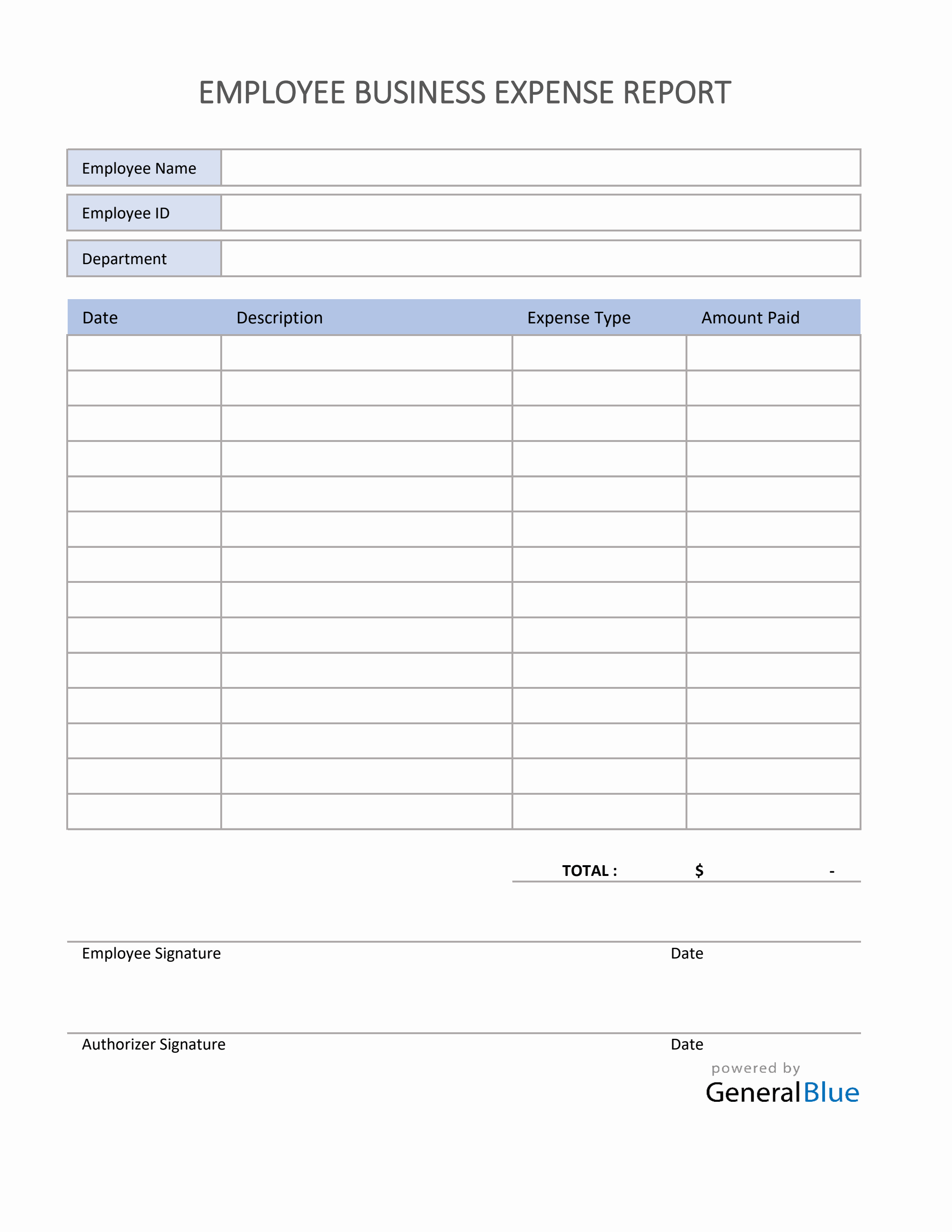 Expense Report Excel Template