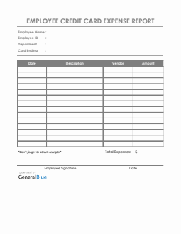 Employee Credit Card Expense Report Template in Word Employee Credit Card Expense Report Template in Word