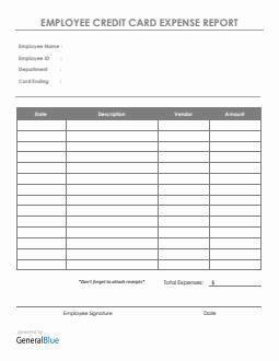 Employee Credit Card Expense Report Template in Word