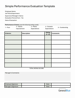 Customizable Employee Self Evaluation Performance Review Template (Word)