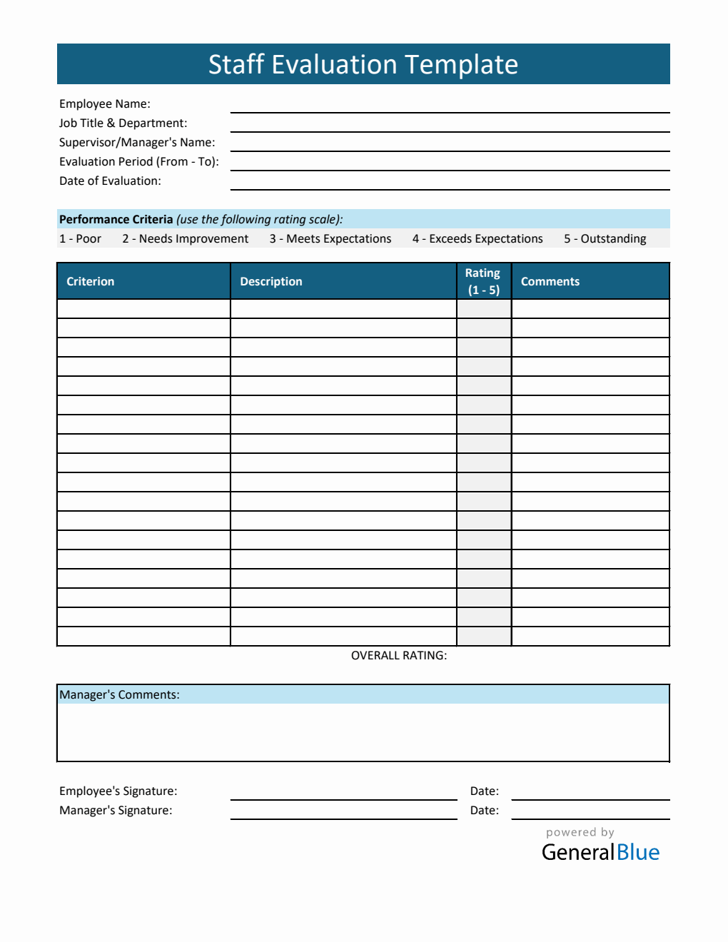 Excel Employee Evaluation Form (Customizable)