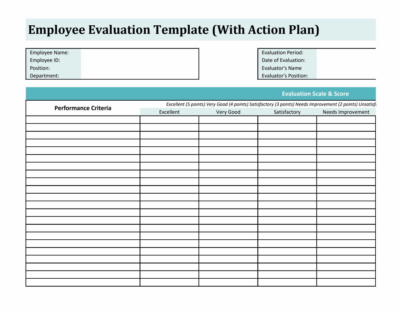 Free Excel Performance Evaluation Templates