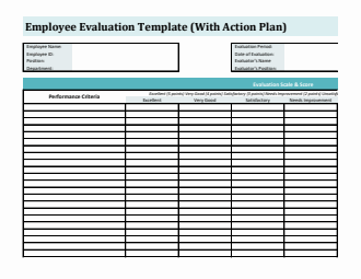 Customizable Employee Evaluation Template with Action Plan | Free to Download in Excel