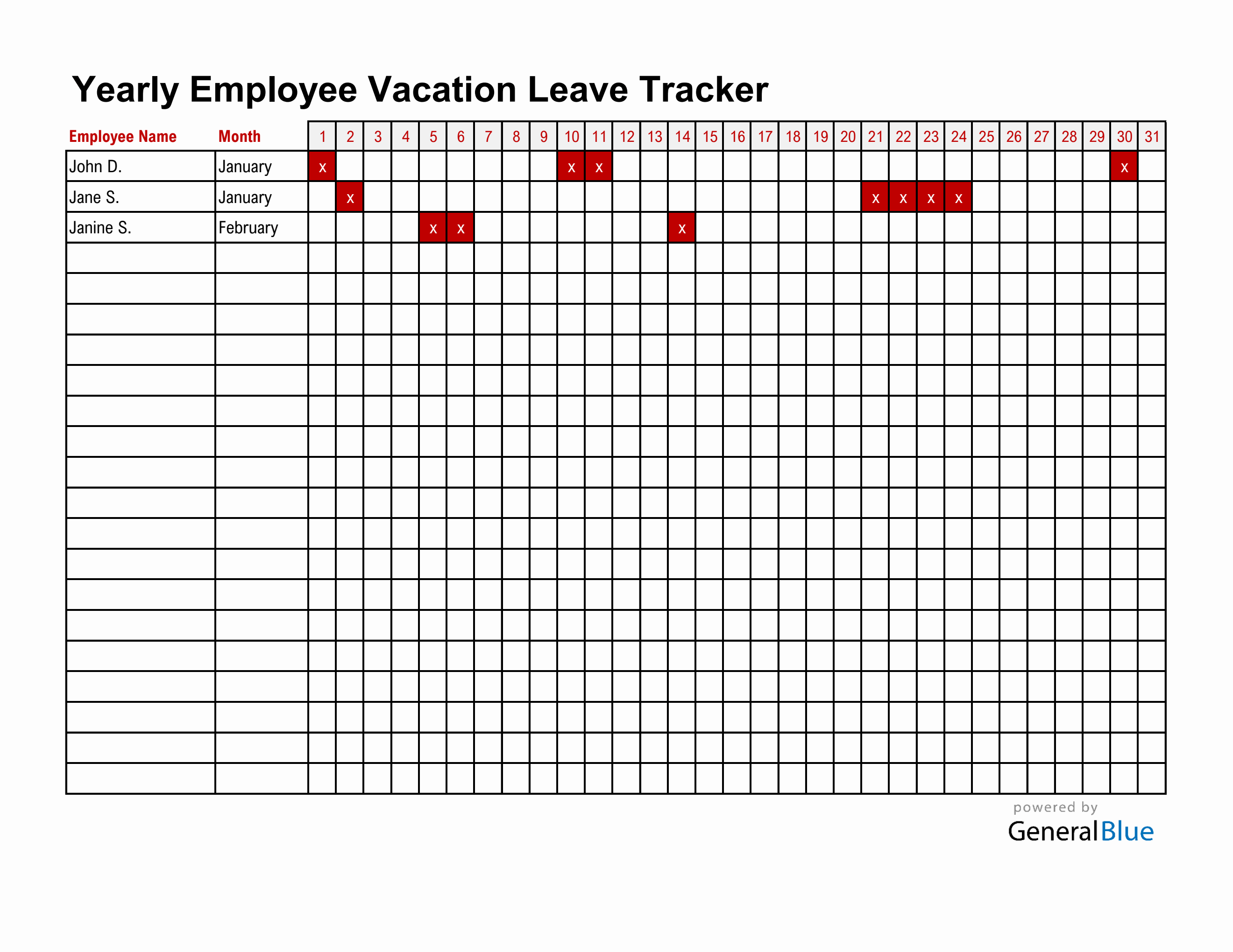 Free Employee Leave Tracker - Easy to Print in Excel