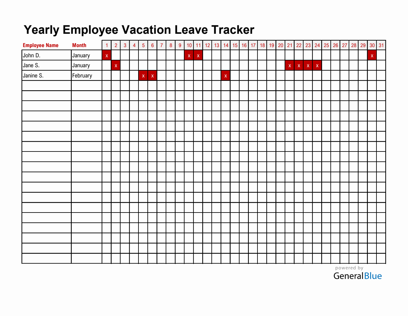 Free Employee Leave Tracker - Easy to Print in Excel