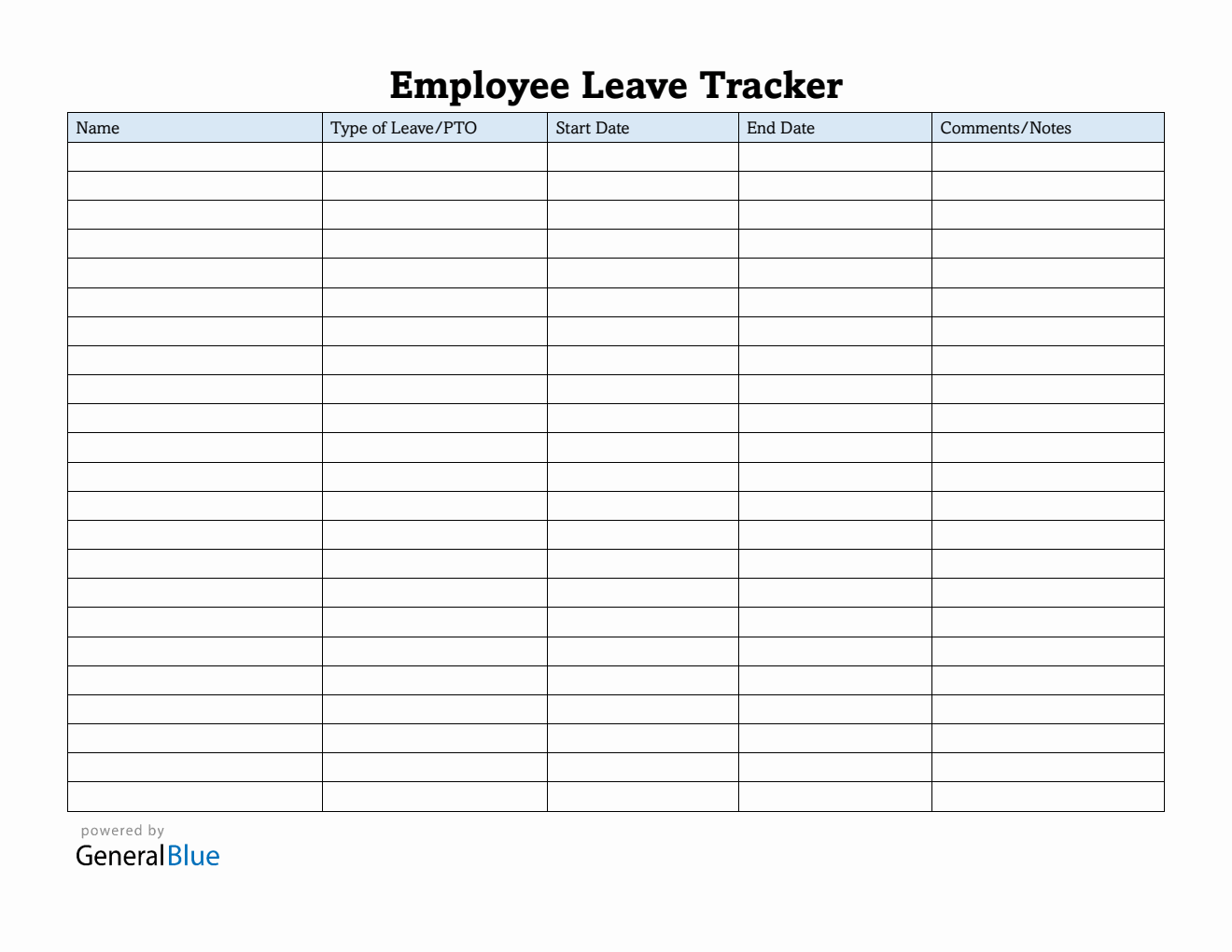 Printable Employee Leave Tracker Template (Word)