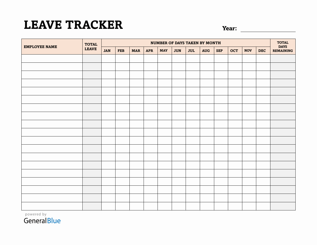 Customizable Employee Leave Tracker (Word)
