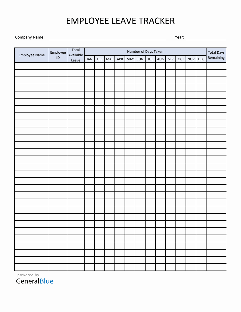 Employee Leave Tracker Template in Excel