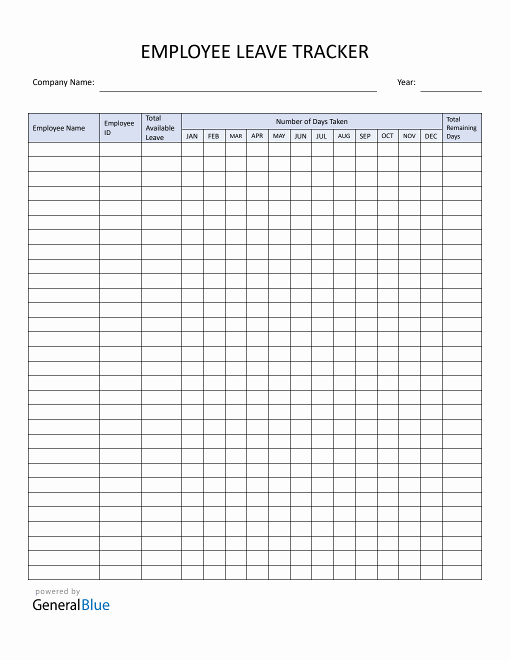 Employee Leave Tracker Template in Word