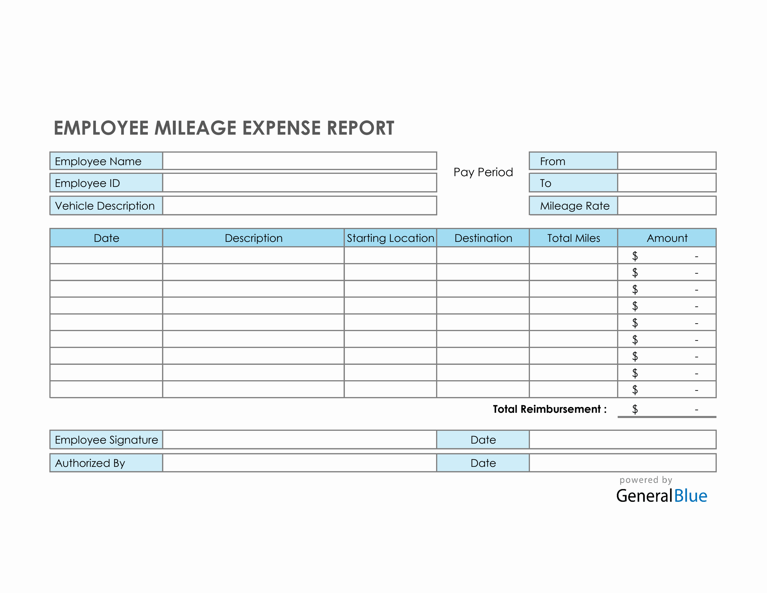 Employee Mileage Expense Report Template in Excel Employee Mileage Expense Report Template in Excel