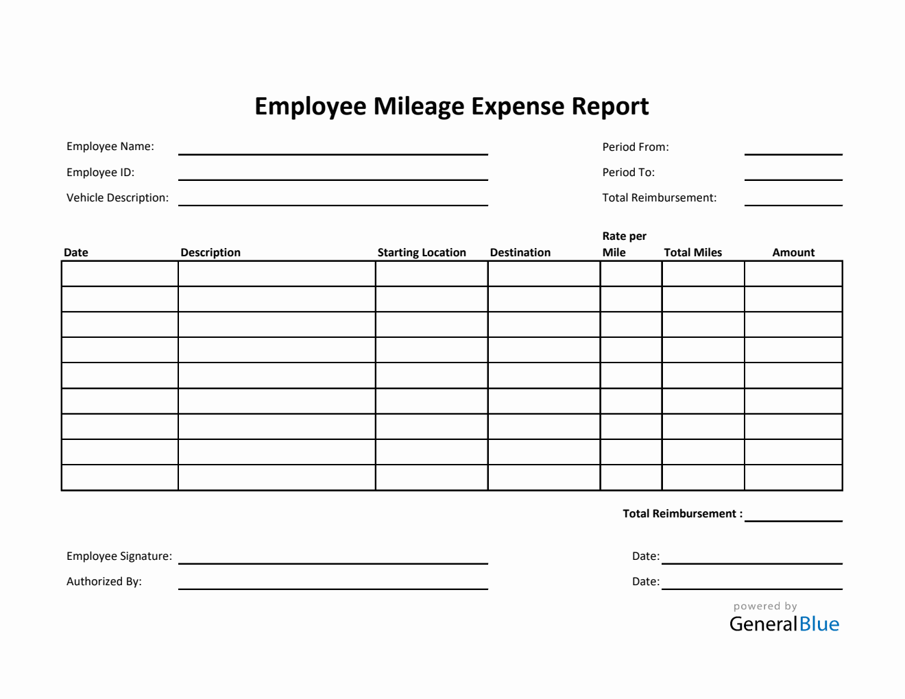 Employee Mileage Expense Report Template in Excel Employee Mileage Expense Report Template in Excel
