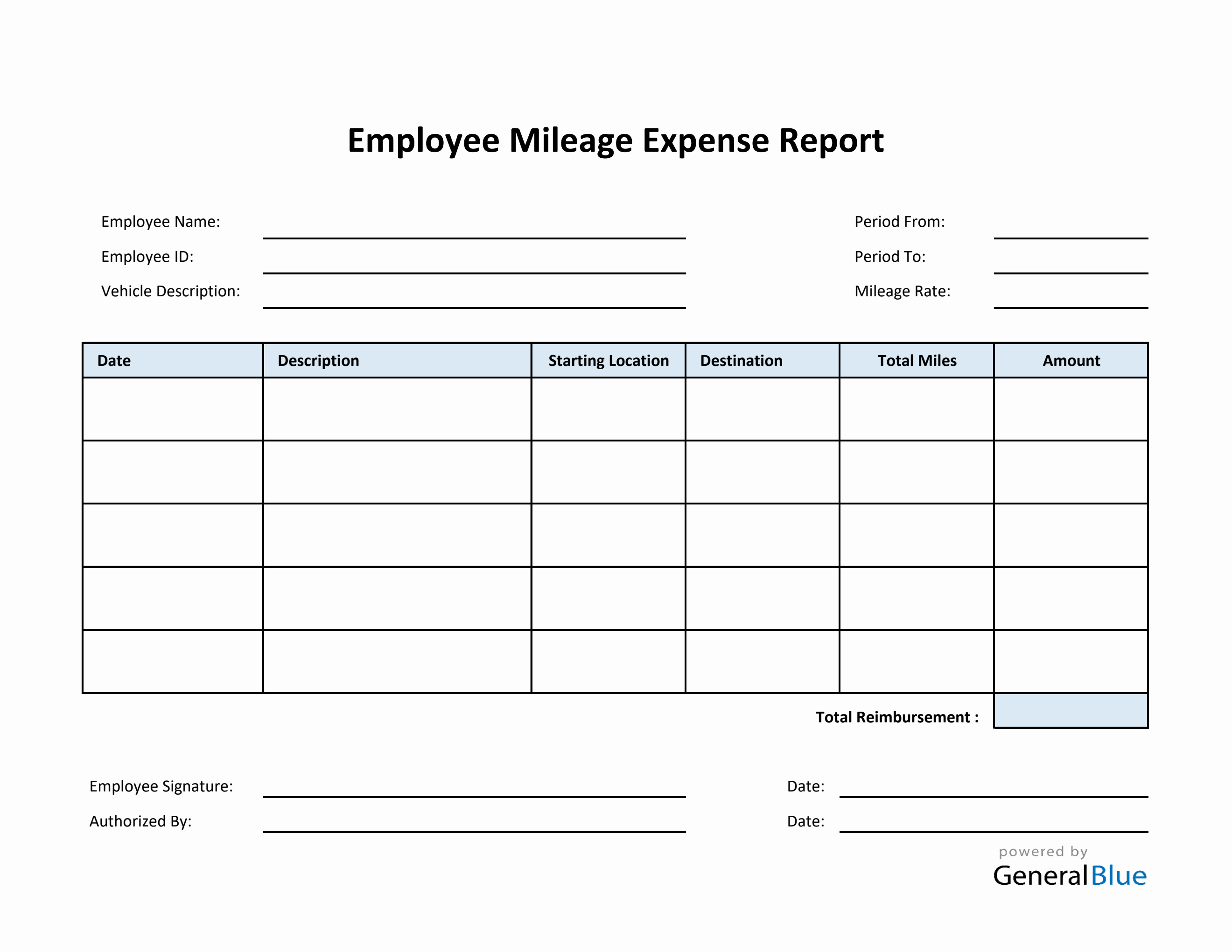 Employee Mileage Expense Report Template in Excel Employee Mileage Expense Report Template in Excel