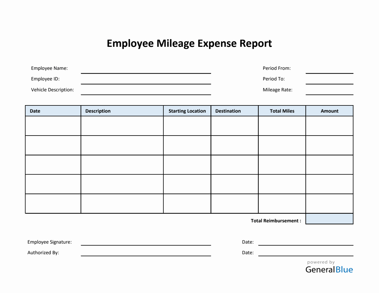 Employee Mileage Expense Report Template in Excel Employee Mileage Expense Report Template in Excel