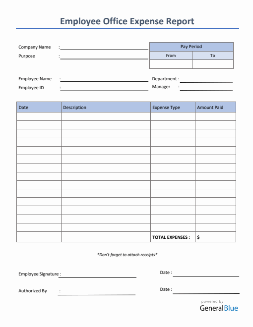 Employee Office Expense Report Template in Word