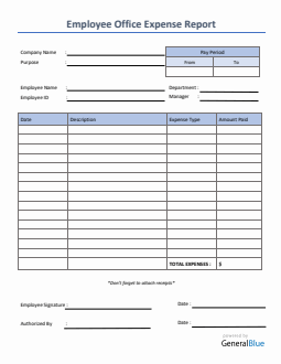 Employee Office Expense Report Template in PDF