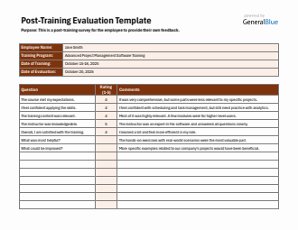Post Training Project Free to Download Post-Training Survey Template (Word Format)