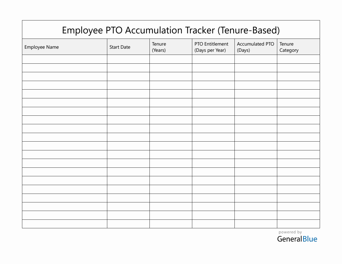 PTO Accumulation by Tenure Tracker Template | Free Download in PDF