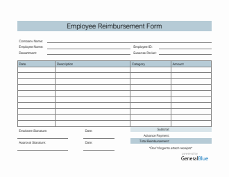 Employee Reimbursement Form in PDF (Basic)