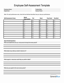 Self-Assessment Template for Professional Growth - Word Format
