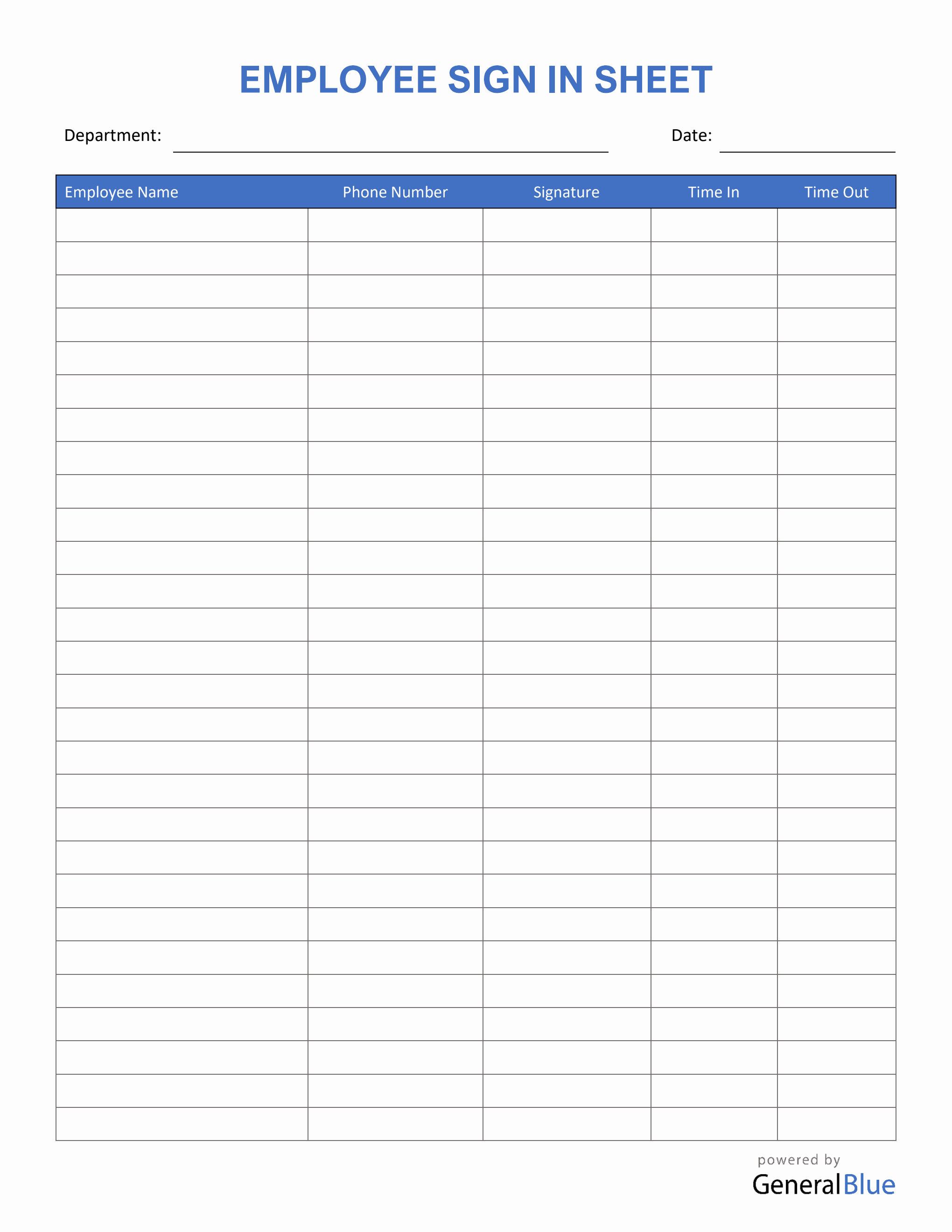 Employee Sign In Sheet in Word