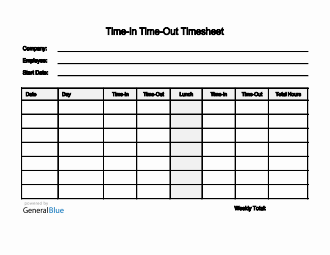 Employee Timesheet in Excel (Printable)