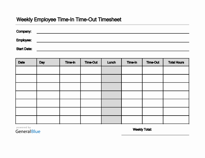 Employee Timesheet in Excel (Simple)