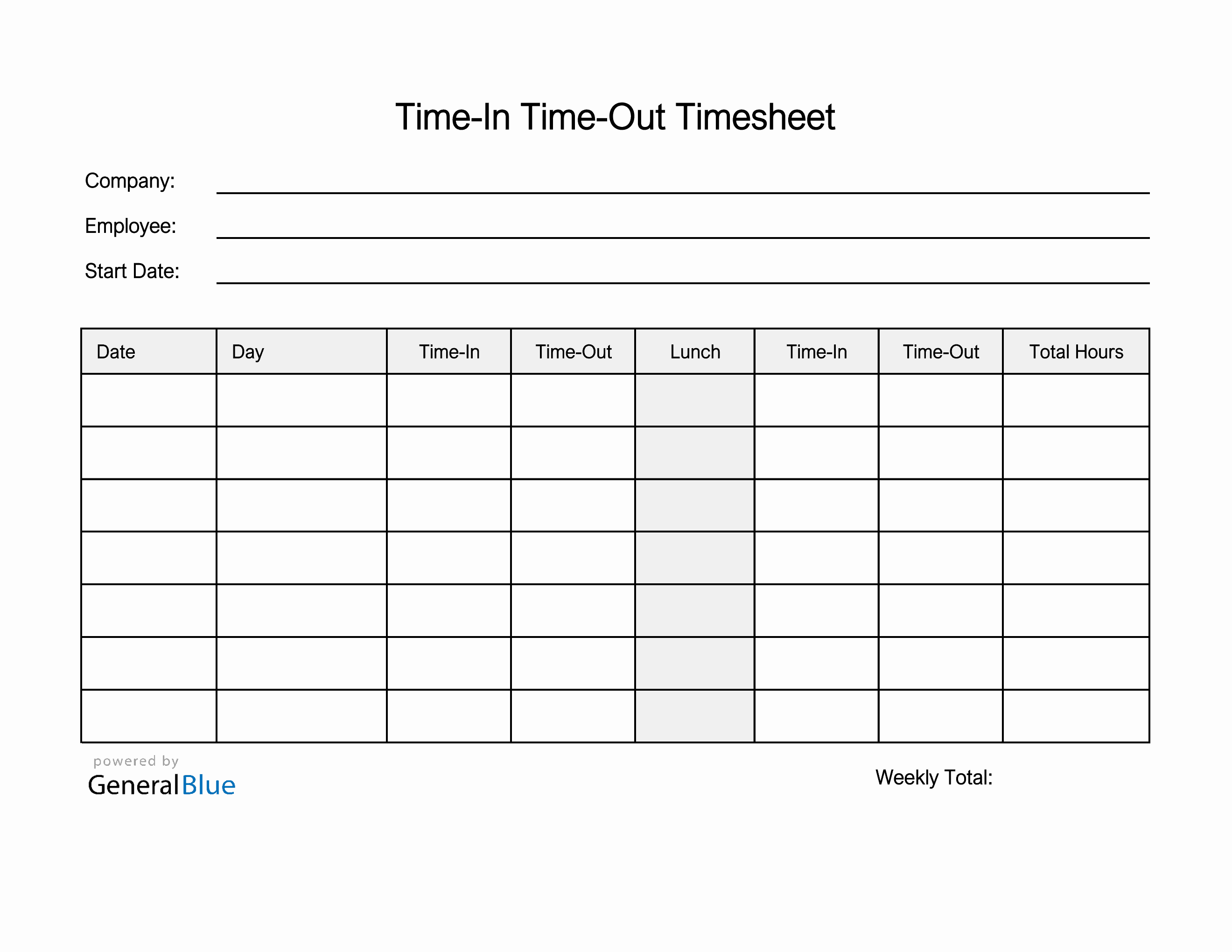 Employee Timesheet in PDF (Printable)