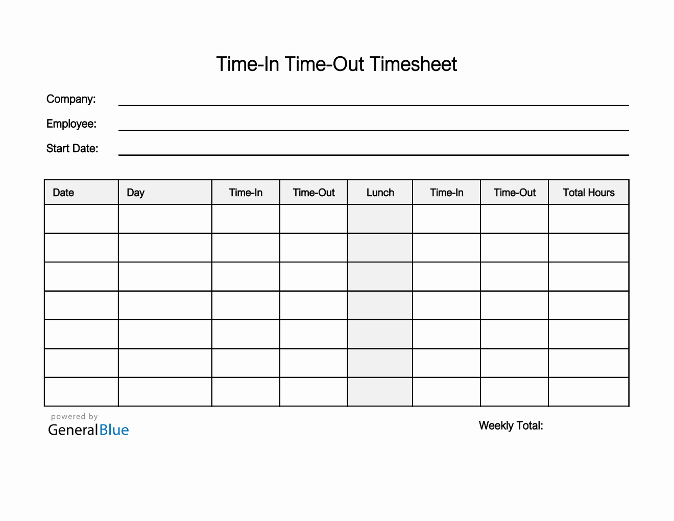 Employee Timesheet in PDF (Printable)