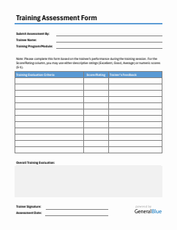 Classic Employee Training Assessment Form - Free Word Download
