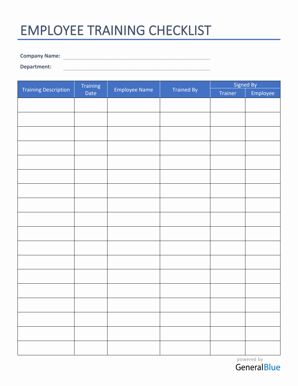 Employee Training Checklist in PDF