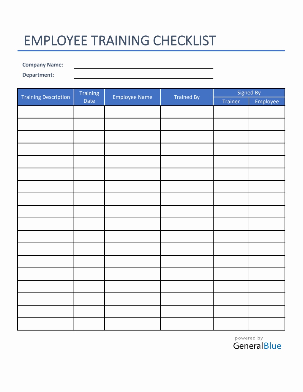 Employee Training Checklist In Excel Employee Training Checklist In Excel