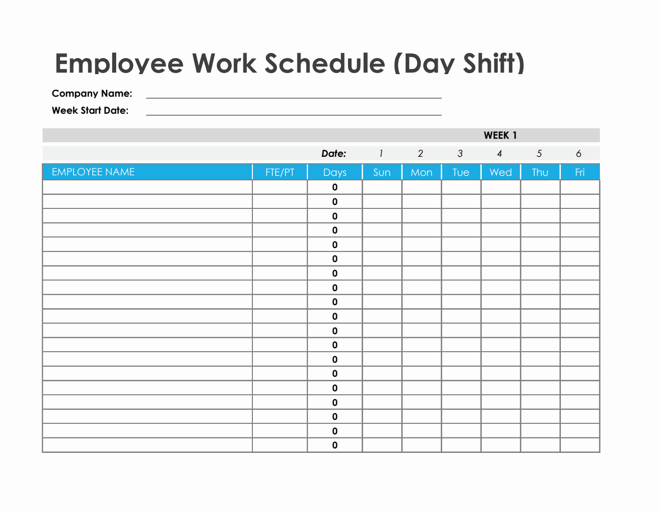 Employee Work Schedule in Excel