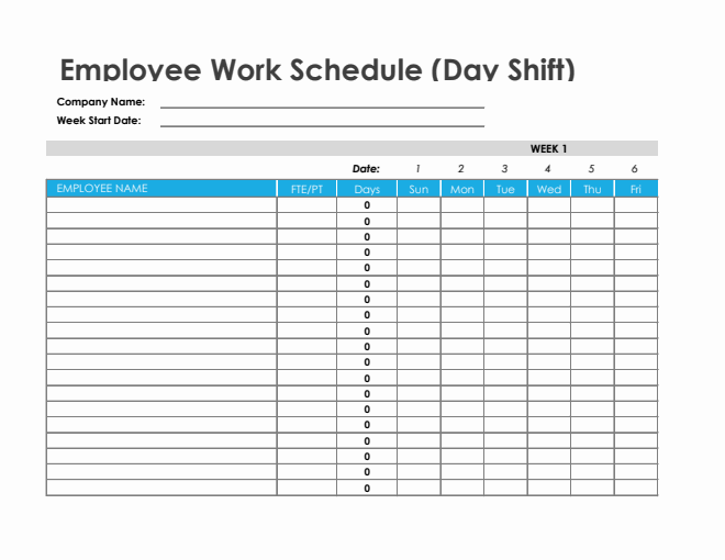 Employee Work Schedule in Excel