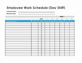 Employee Work Schedule in Excel