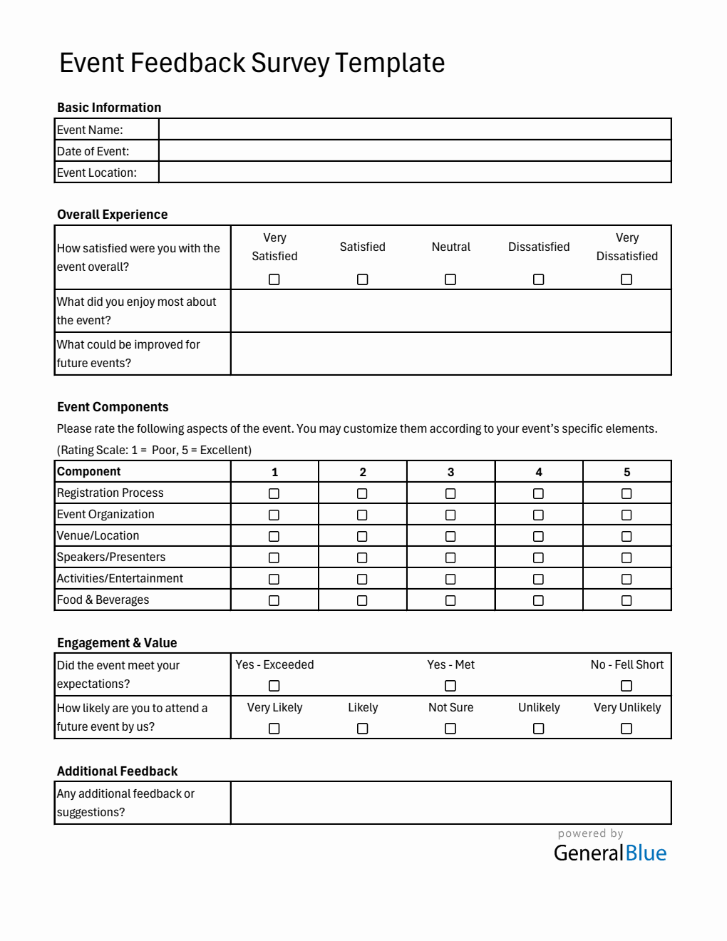Event Feedback Form (Excel)