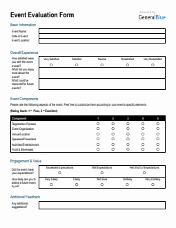 Downloadable Event Feedback Form (Word)