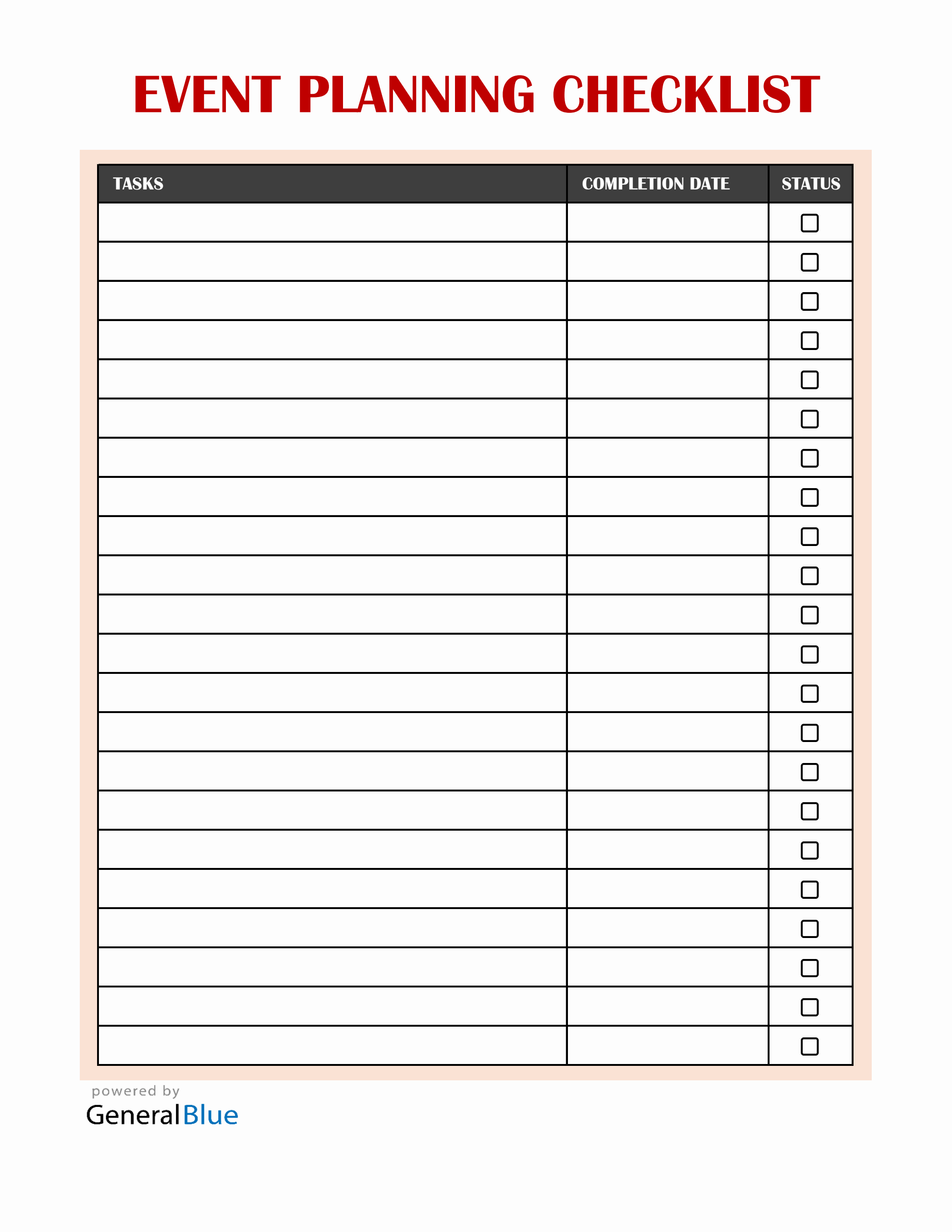Excel download for event organizers.