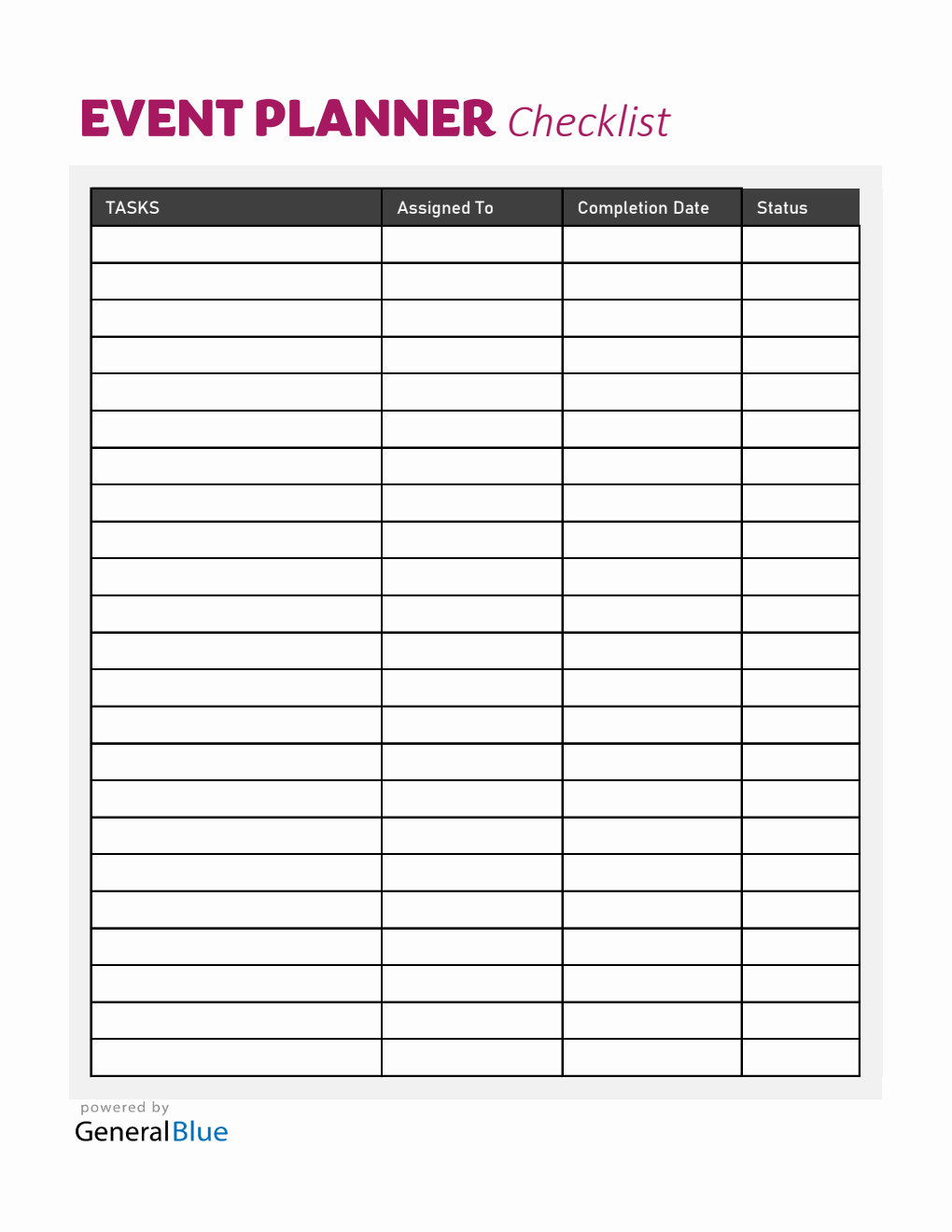Simple Eventlog Format Simple Event Planning Template - Free PDF Download