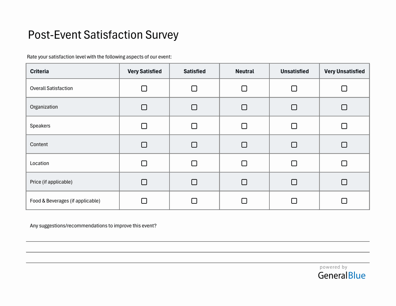 Image 17 for Event Survey Template Word