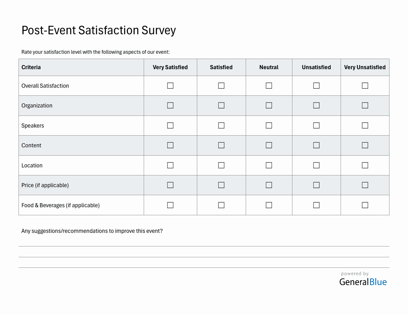 Image 13 for Event Survey Template Word