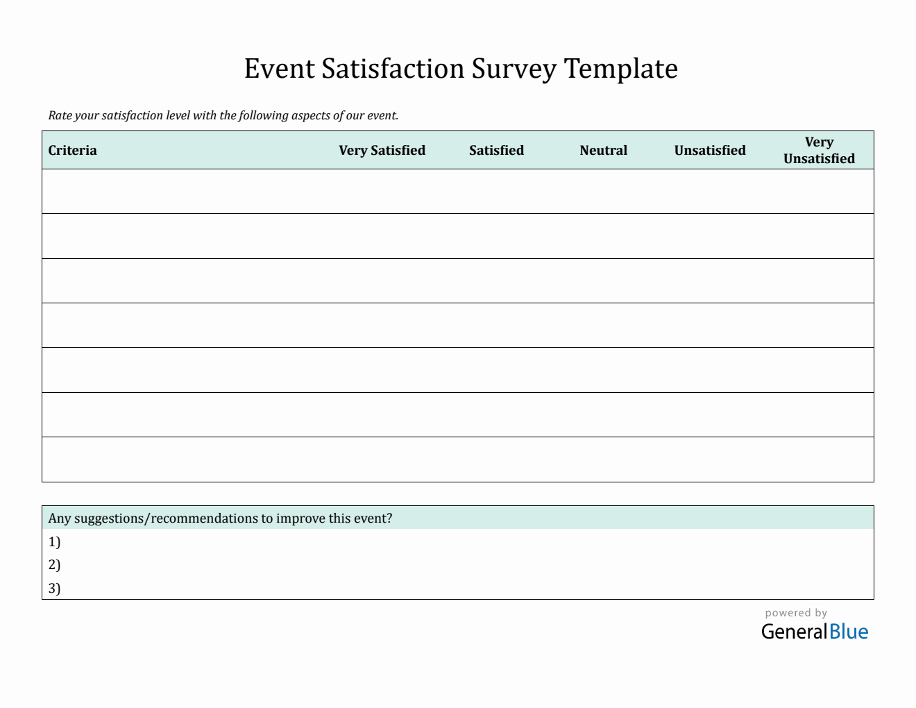 Blank Event Satisfaction Survey | Free PDF, Word, Excel Download
