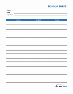 Event Sign Up Sheet in Word