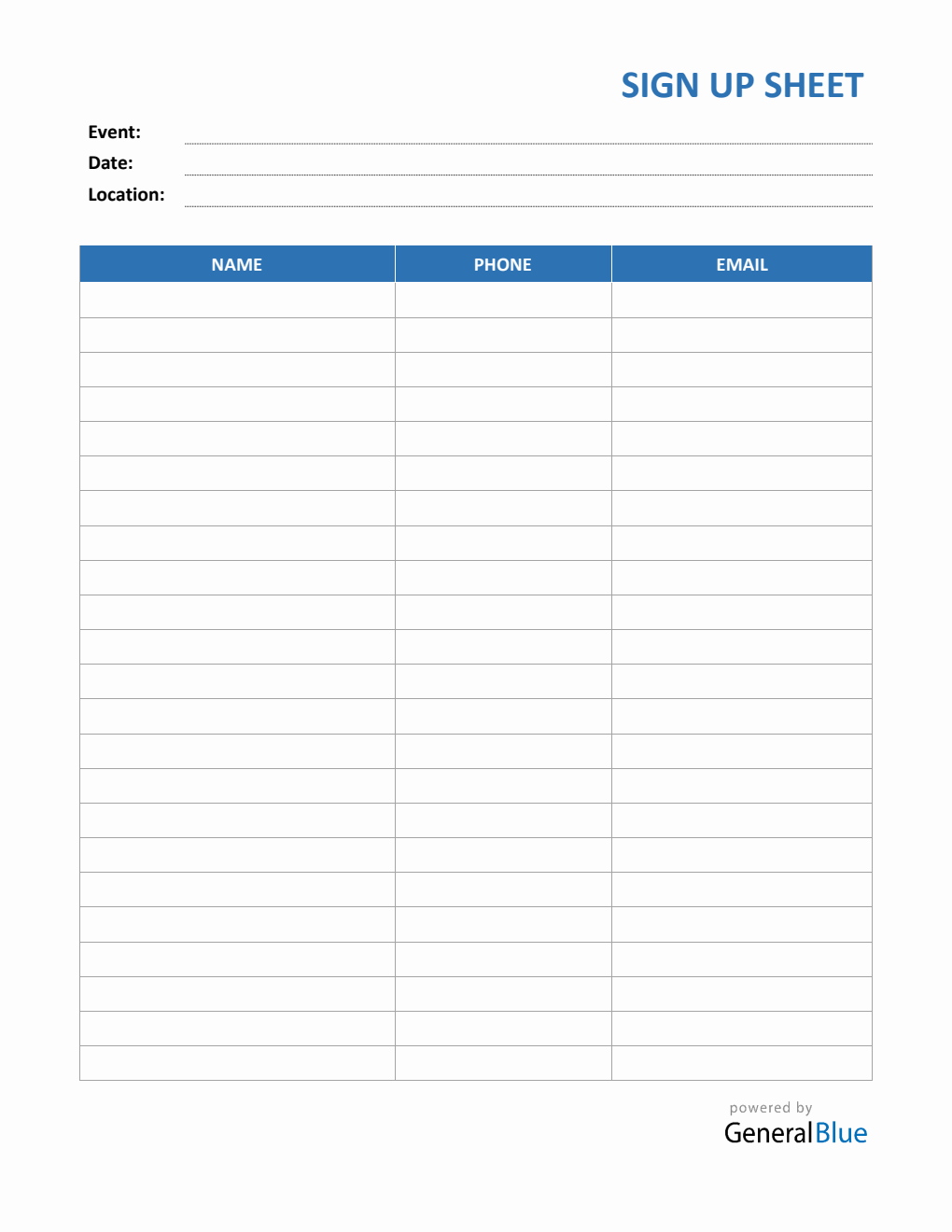 Free PDF Sign Up Sheet Templates