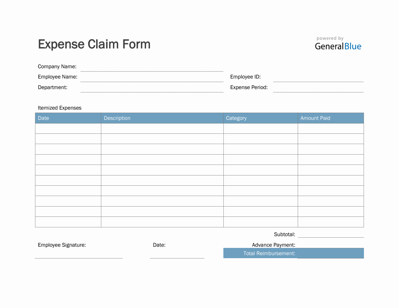 Expense Claim Form in Word (Basic) Expense Claim Form in Word (Basic)