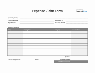 Expense Claim Form in Excel (Simple)