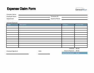Expense Claim Form in Excel (Basic)