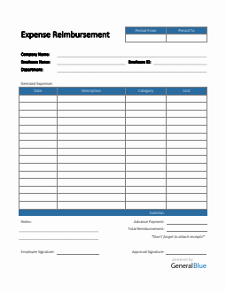 Expense Reimbursement Form in Word (Blue)
