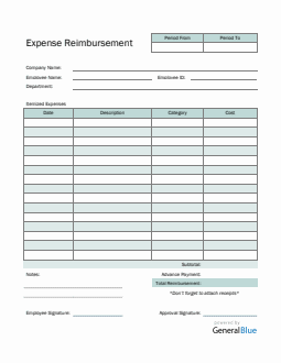 Expense Reimbursement Form in PDF (Striped)